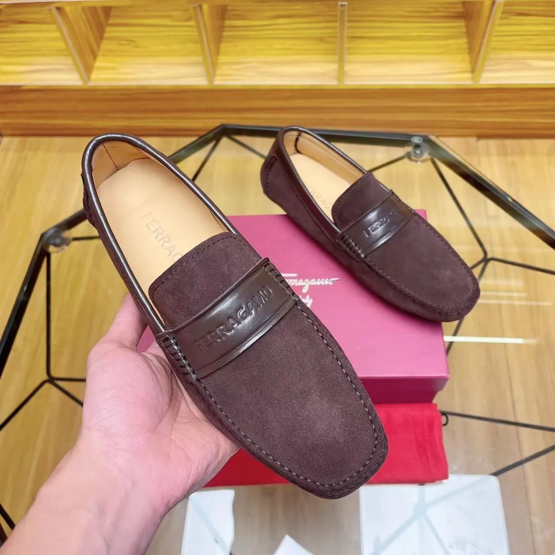 Men's shoes 💰560Ferragamo High-end quality 🔥 Coffee cow suede➕Cow leather lining Size 38-45